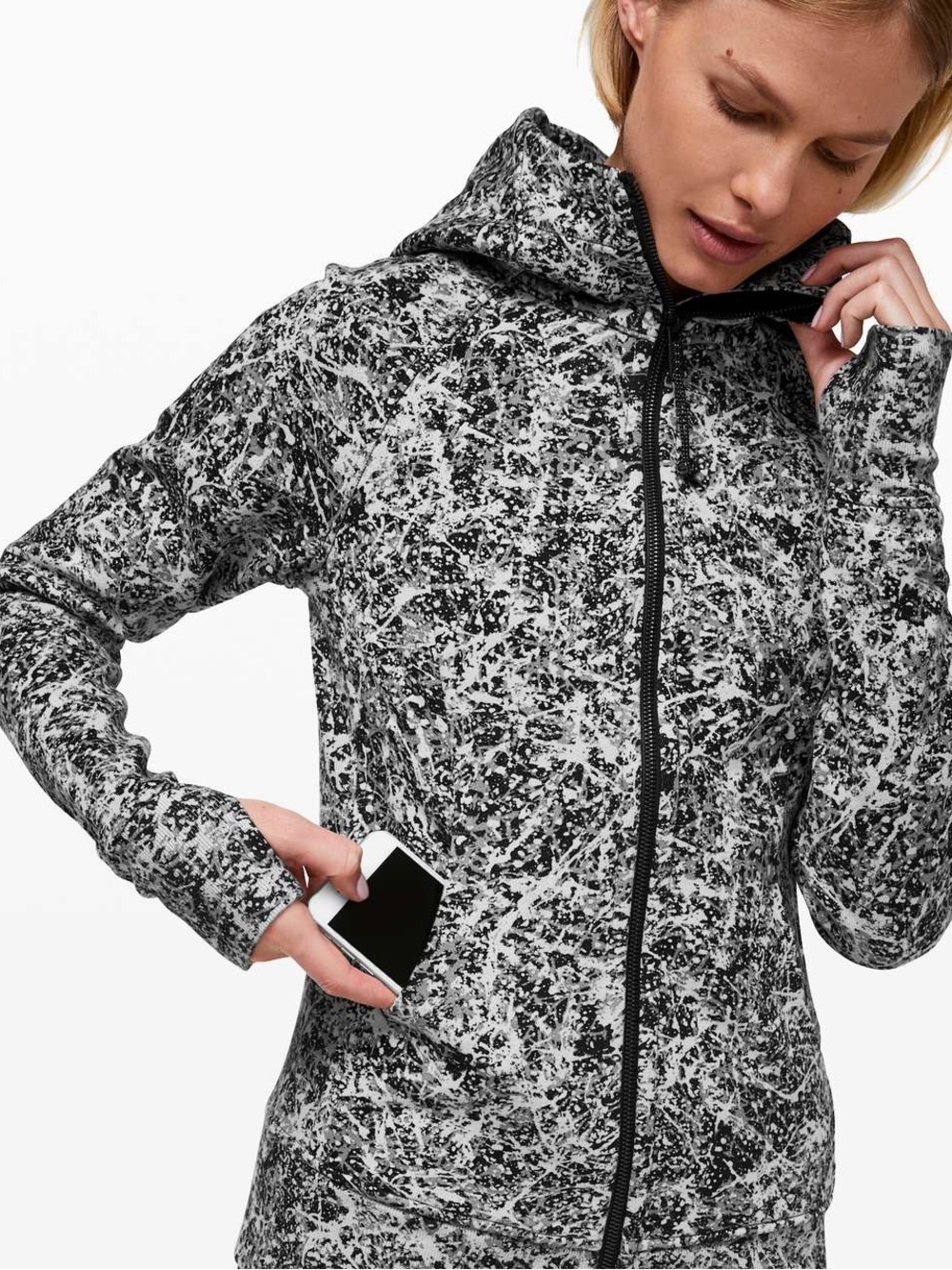 lululemon Scuba Hoodie *Light Cotton Fleece Pink & Black Jacket Size 8